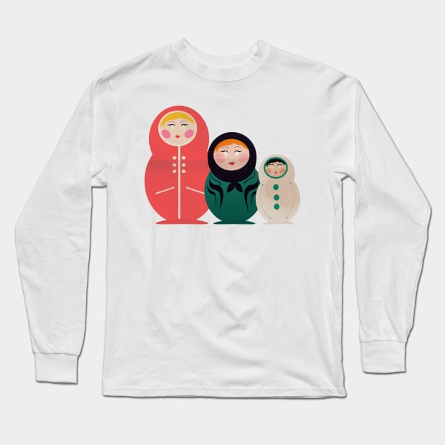 Nesting Dolls Long Sleeve T-Shirt by amandacorbettart